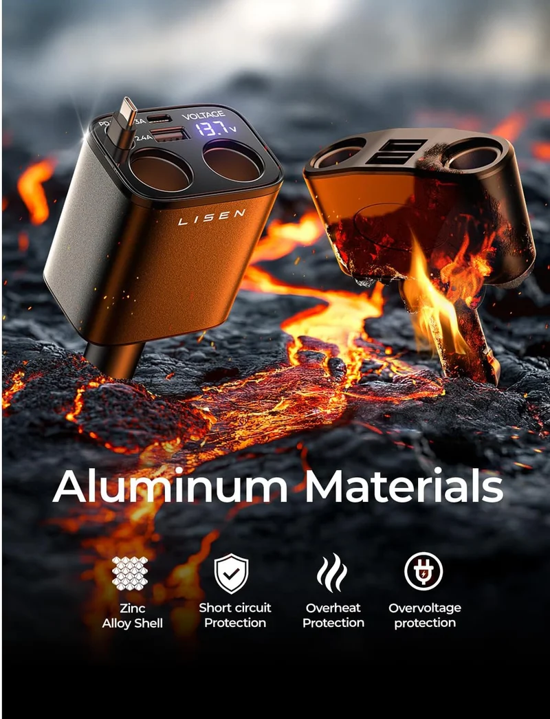 LISEN 5-in-1 Cigarette Lighter Splitter