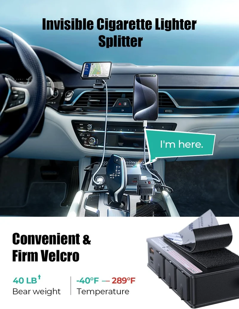 LISEN Cigarette Lighter Splitter Adapter 191W Heavy Duty Truck Car USB Chager Multi Port with PD36W/QC3.0 Charge USB C 12V/24V Independent Switches & Dust Cover & Waterproof for All Car Devices