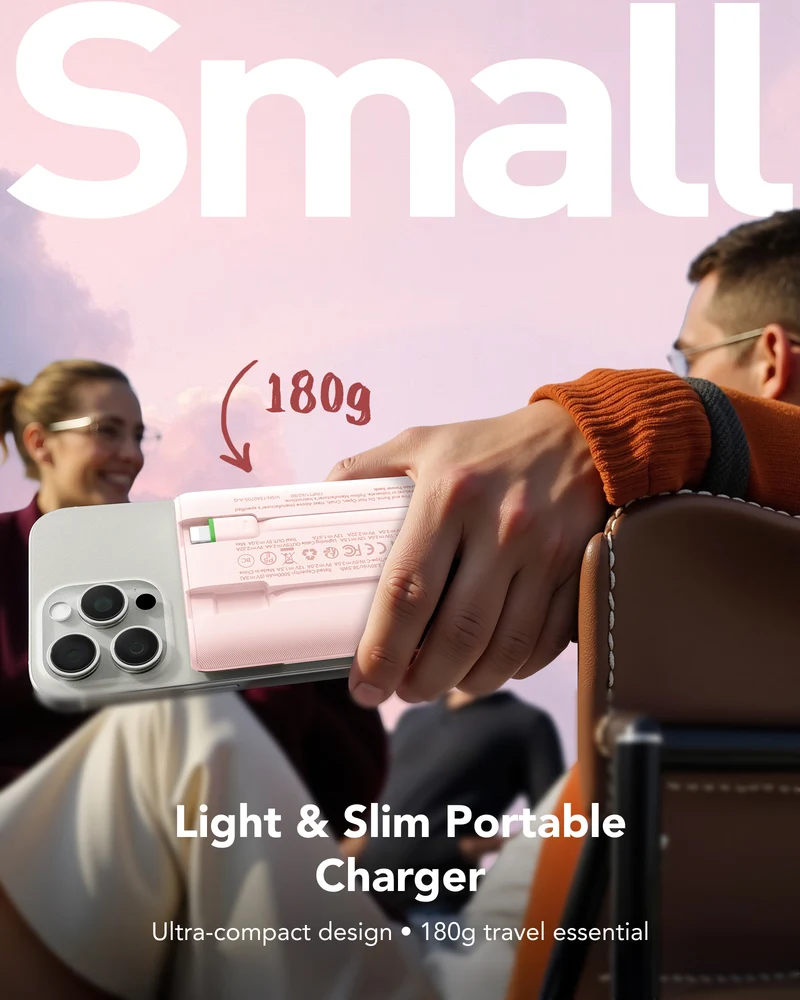 10000mAh Portable Charger with Built-in Cables (22.5W PD Fast Charging, 4 Outputs 3 Inputs)