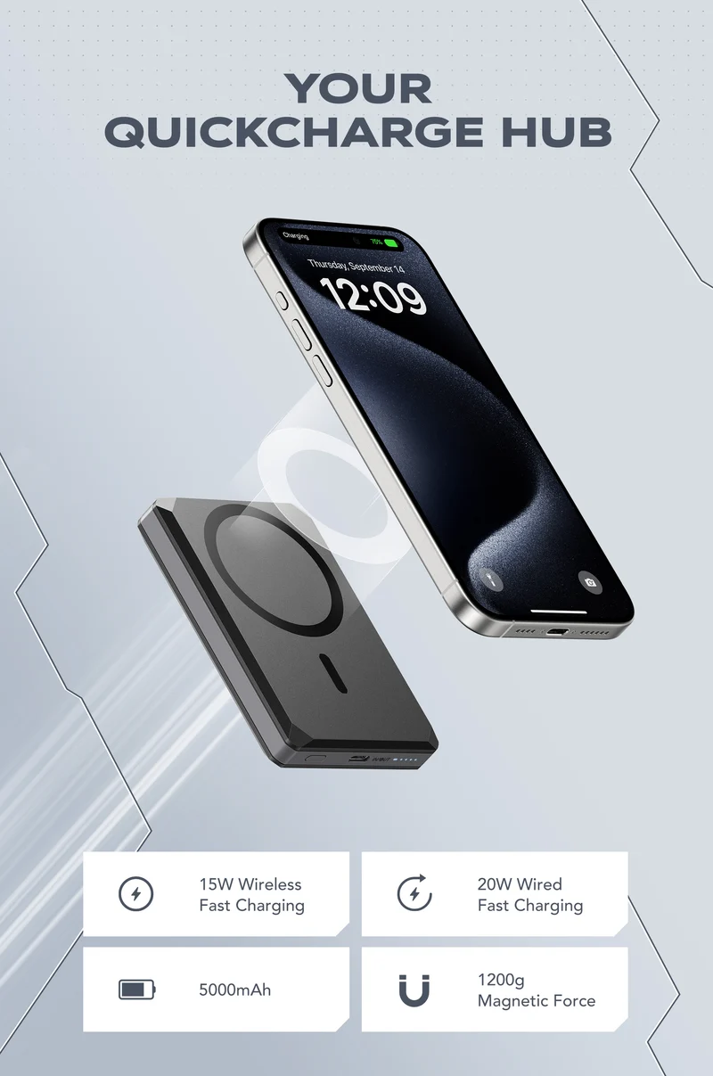 MagCore X5 6-in-1 5000mAh WalletTrack Power Bank with Find My