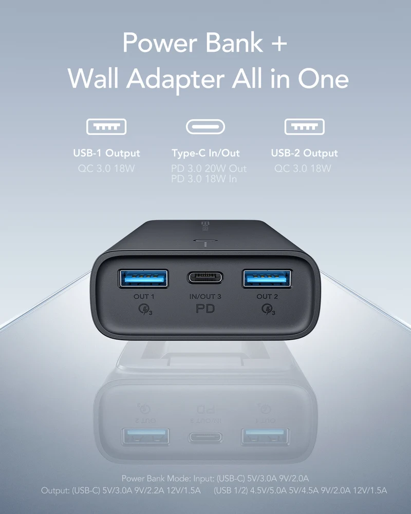 ACE100 Built-in EU Plug Power Bank PD 20W 10000mAh