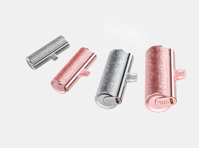 Lipstick-C 5000mAh Mini Portable Charger with Built-in Cable for iPhone & Android