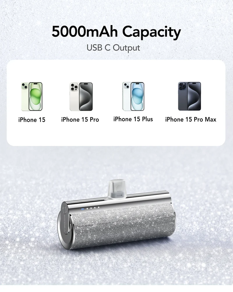 Lipstick-C 5000mAh Mini Portable Charger with Built-in Cable for iPhone & Android