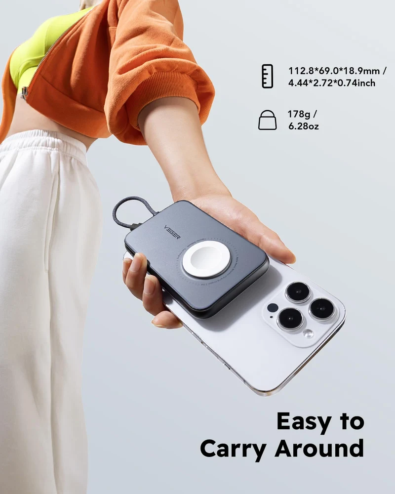 10000mAh Portable Charger with Built in Cable (Removable)
