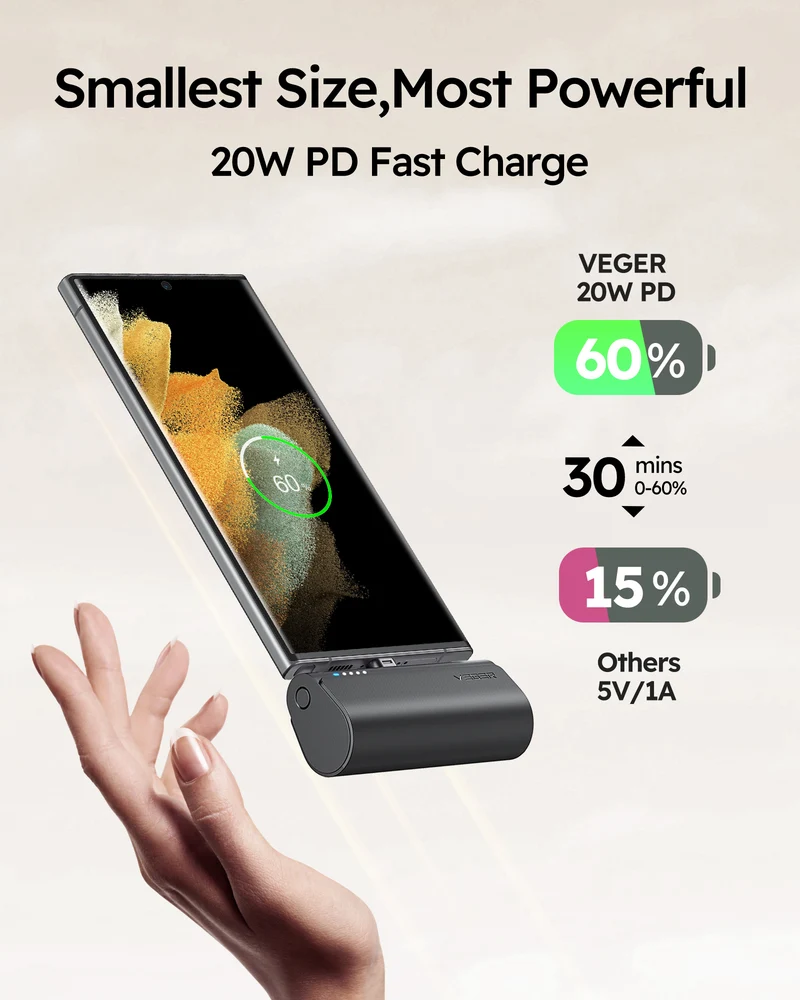 PlugON-C 5,000mAh Mini Battery Pack Fast Charging 20W