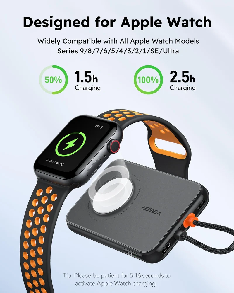 5,000mAh Portable Charger for iPhone with Built in Cable