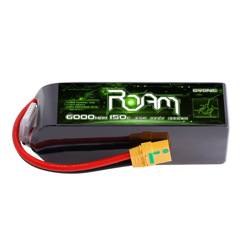 OVONIC Roam-Serie 22,2V 6000mAh 150C 6S Softcase-LiPo-Akkupack mit XT90-S-Anti-Blitz- oder XT60-Stecker