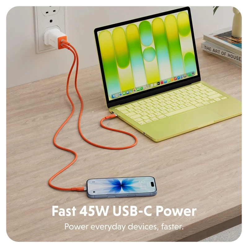 HyperJuice Flex 45 W GaN-Steckdosenladegerät – Orange (Großbritannien)