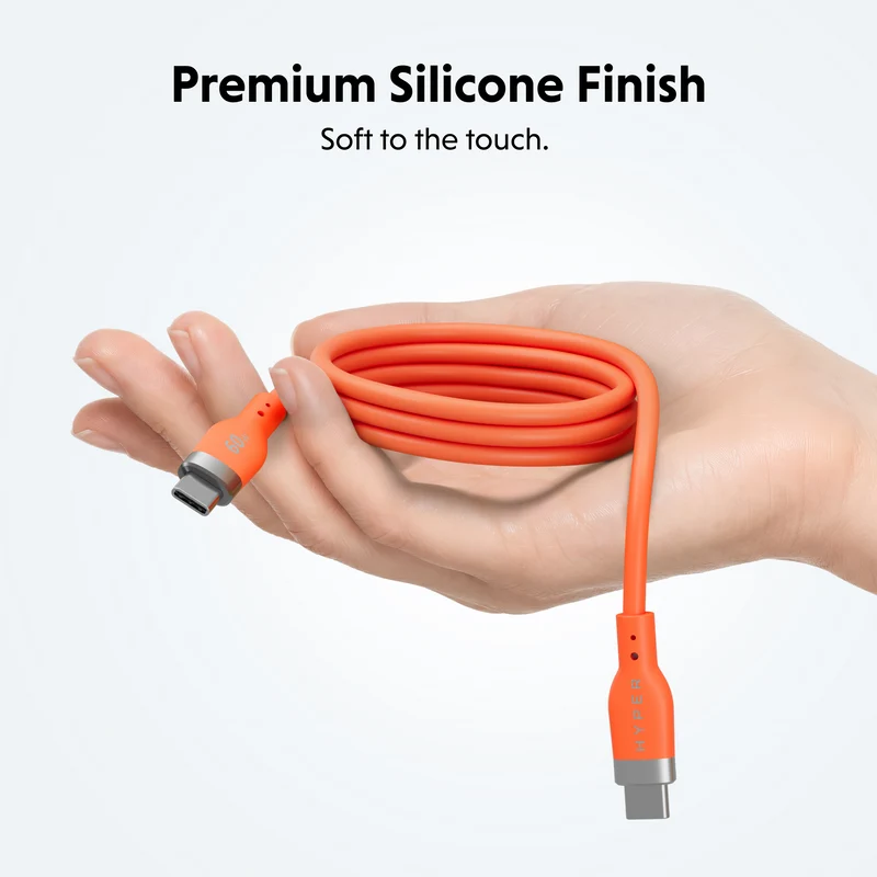 HyperJuice Flex USB-C-Ladekabel aus Silikon – Orange
