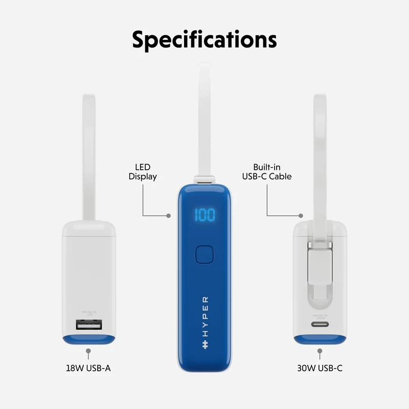 HyperJuice Flex 10K 30W Powerbank – Blau
