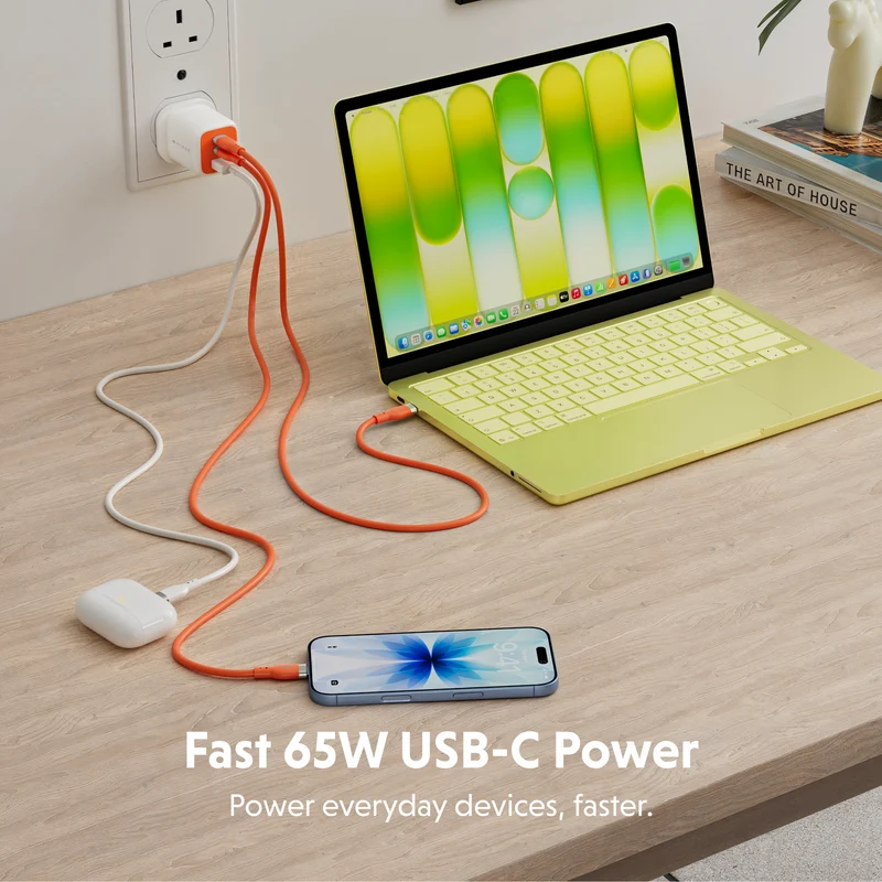 HyperJuice Flex 65-W-GaN-Ladegerät – Orange (EU)