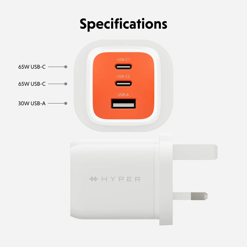 HyperJuice Flex 65-W-GaN-Ladegerät – Orange (EU)