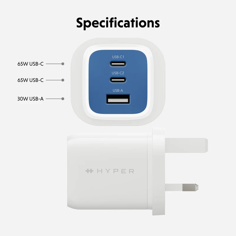 HyperJuice Flex 65 W GaN-Ladegerät – Blau (EU)