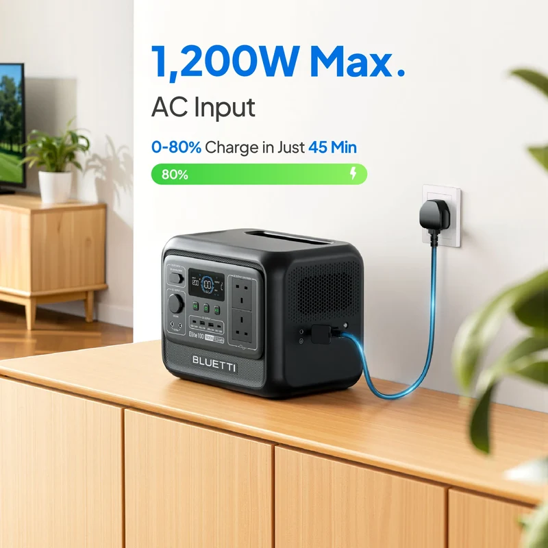 BLUETTI Elite 100 V2 Portable Power Station | 1,800W 1,024Wh | UK Plug