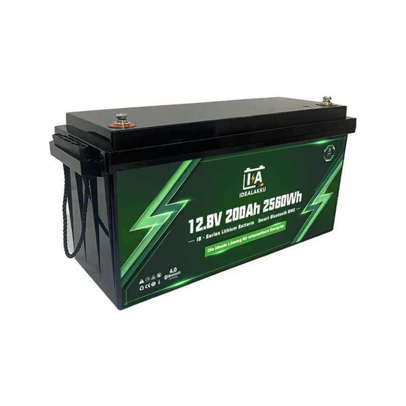 Batterie Lithium LiFePO4 12.8V 200Ah IDEALAKKU IB-12-200 Bluetooth BMS intégré – Remplacement AGM Gel