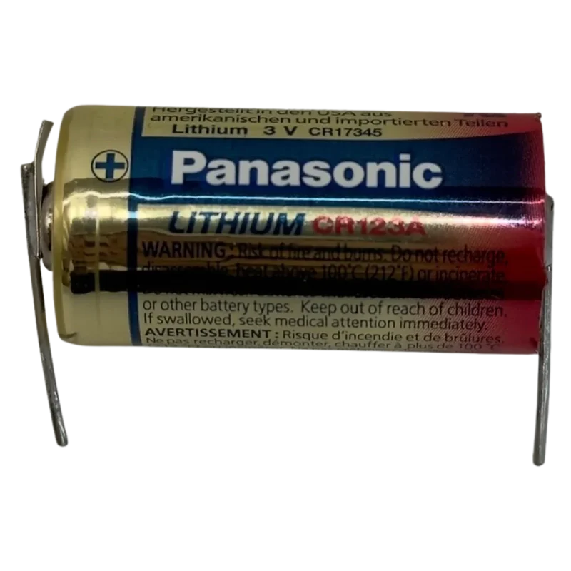 Pile CR123A avec languettes à souder – Lithium 3V