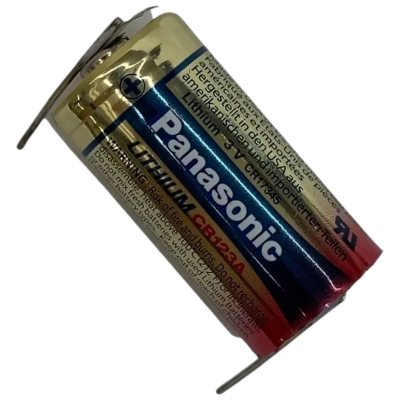 Pile CR123A avec languettes à souder – Lithium 3V