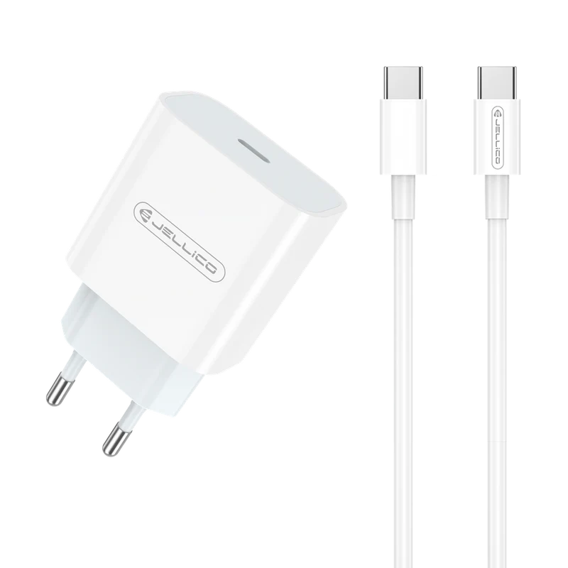 20W Ladegerät Netzteil + USB-C auf USB-C Kabel, Schnellladung für Apple/Samsung