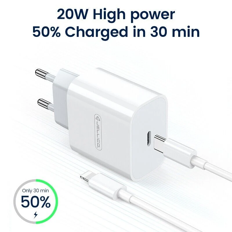 20W Ladegerät Netzteil + USB-C auf 8-Pin Kabel, Schnellladung, für iPhone/iPad