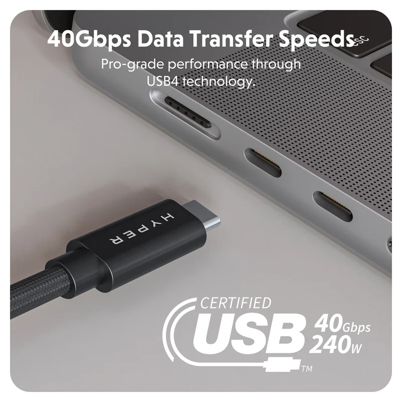 HyperDrive Next USB4 Typ-C Performance Kabel (1.2m/4ft) - Schwarz