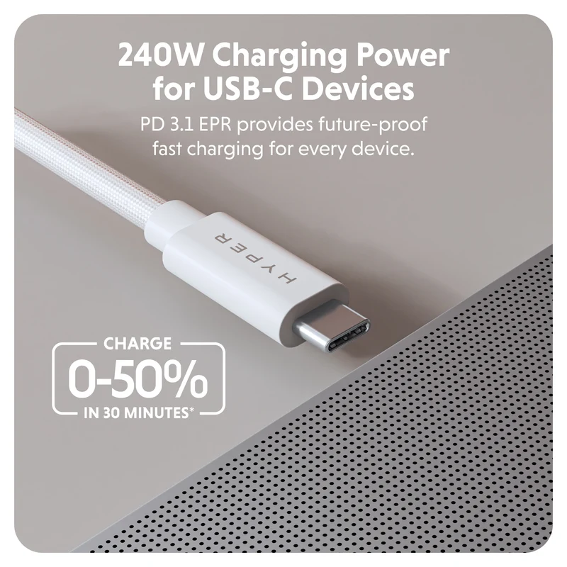 HyperDrive Next USB4 Typ-C Performance Kabel (1.2m/4ft) - Weiß