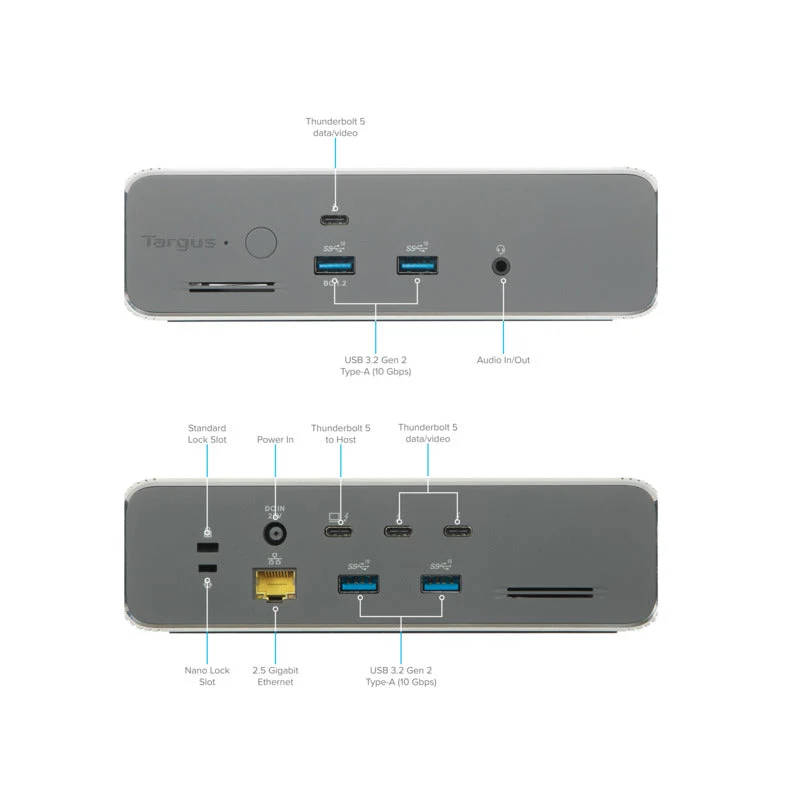 Thunderbolt™ 5-Dock mit zwei 8K- oder drei 4K-Anschlüssen und EcoSmart™-Technologie sowie 140-W-EPR