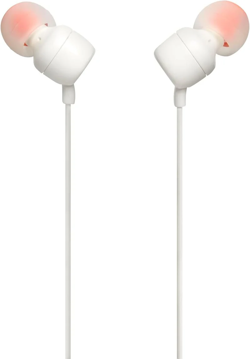 JBL Tune 110 In-Ear Kopfhörer mit Mikrofon – Pure Bass Sound, Schwarz/Weiß, 1er