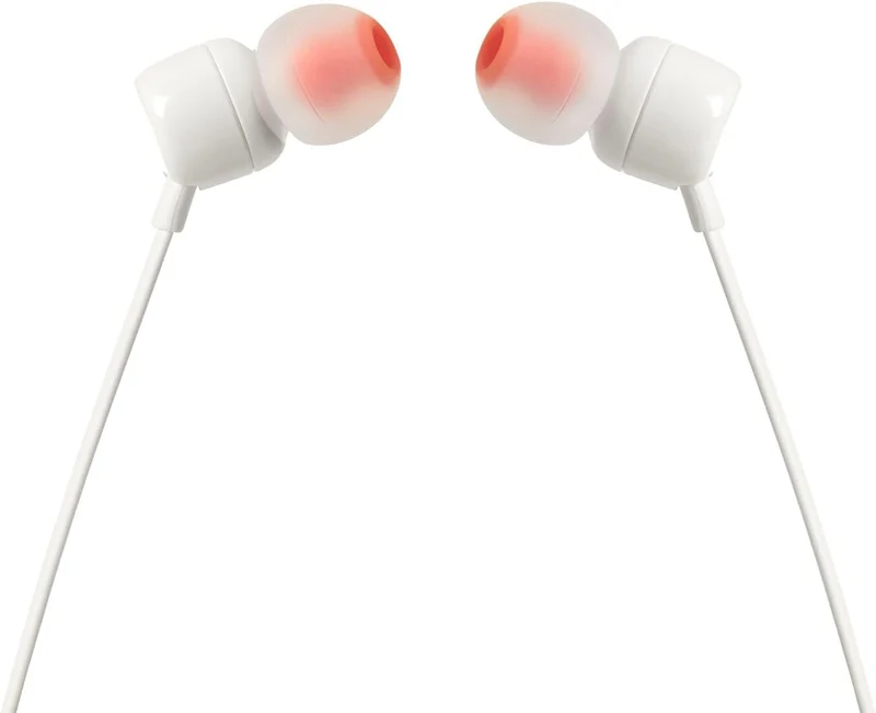 JBL Tune 110 In-Ear Kopfhörer mit Mikrofon – Pure Bass Sound, Schwarz/Weiß, 1er