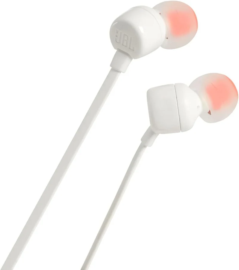 JBL Tune 110 In-Ear Kopfhörer mit Mikrofon – Pure Bass Sound, Schwarz/Weiß, 1er