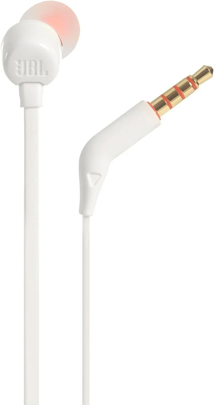 JBL Tune 110 In-Ear Kopfhörer mit Mikrofon – Pure Bass Sound, Schwarz/Weiß, 1er