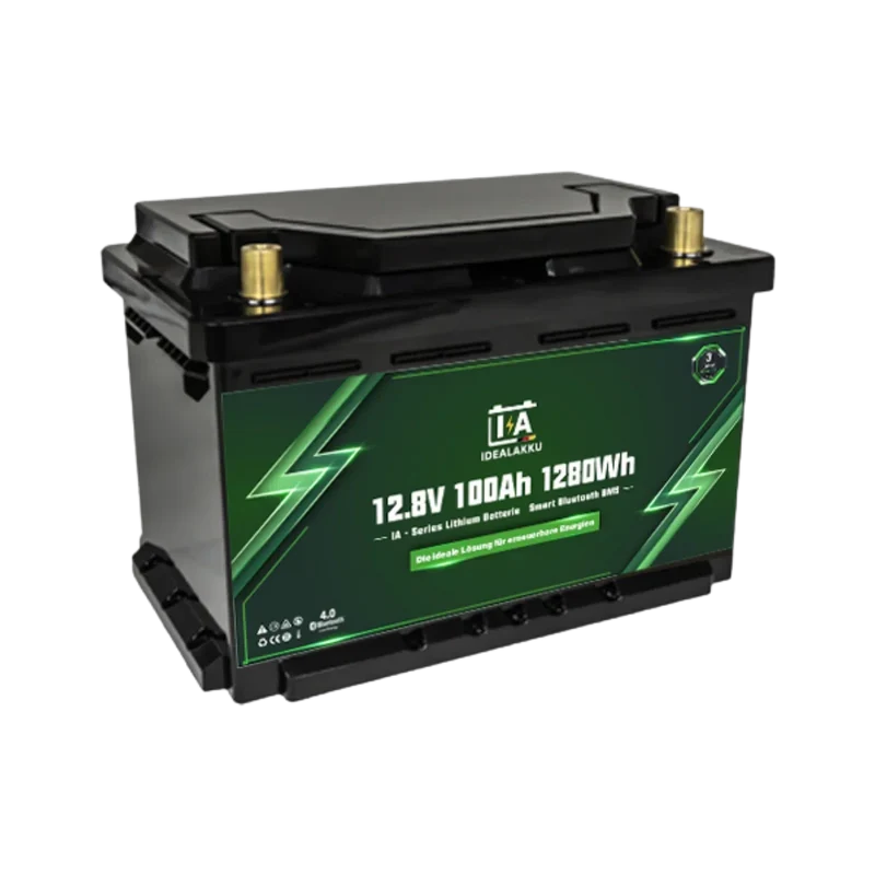 Batterie Lithium LiFePO4 12.8V 100Ah (1280Wh) IDEALAKKU IA-12-100-MINI – Bluetooth & BMS