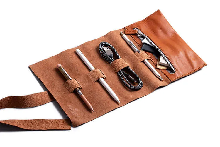 Mini Zip Leather Rollup Cord & Tools Wrap