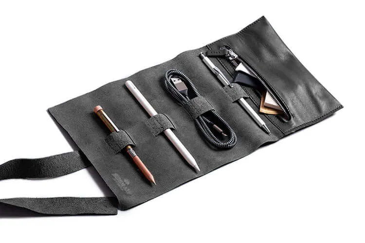 Mini Zip Leather Rollup Cord & Tools Wrap