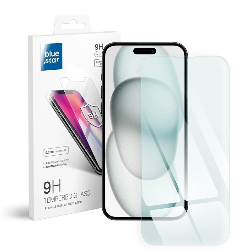 Panzerfolie Blue Star für Apple iPhone 15 Plus - 9H Härte, 0.3mm, Kratzfest