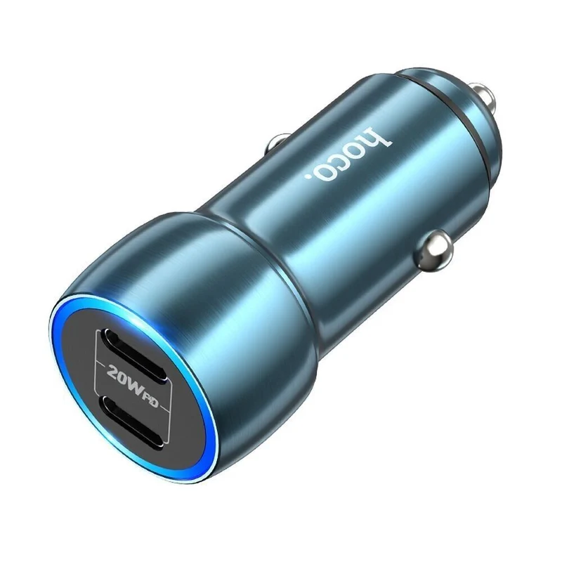 HOCO Autoladegerät 2x Typ C PD QC3.0 3A 40W Z48 blau