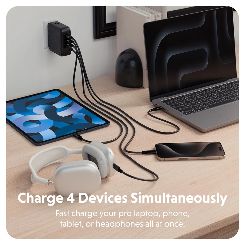 HyperJuice® 100 W USB-C GaN-Reiseladegerät mit Sicherheitsprüfung – Schwarz