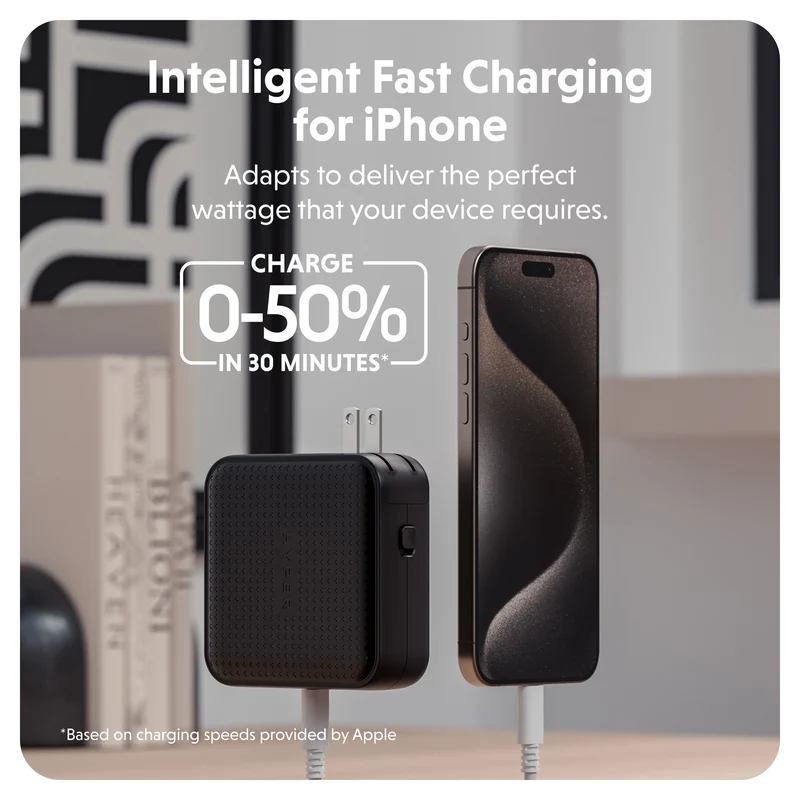 HyperJuice® 100 W USB-C GaN-Reiseladegerät mit Sicherheitsprüfung – Schwarz