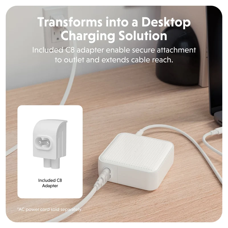 HyperJuice® 100 W USB-C GaN-Reiseladegerät mit Sicherheitsprüfung – Weiß