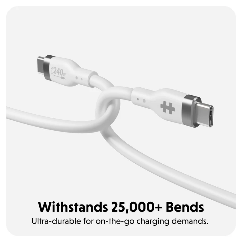 HyperJuice 240W Silikon USB-C zu USB-C Kabel (6ft/2m) - Weiß