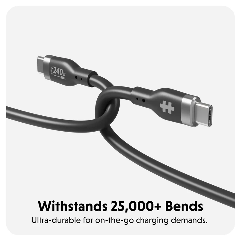 HyperJuice 240W Silikon USB-C zu USB-C Kabel (3ft/1m) - Schwarz
