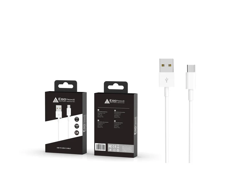 ego-tronic USB-A / USB-C Ladekabel 150cm geflochten