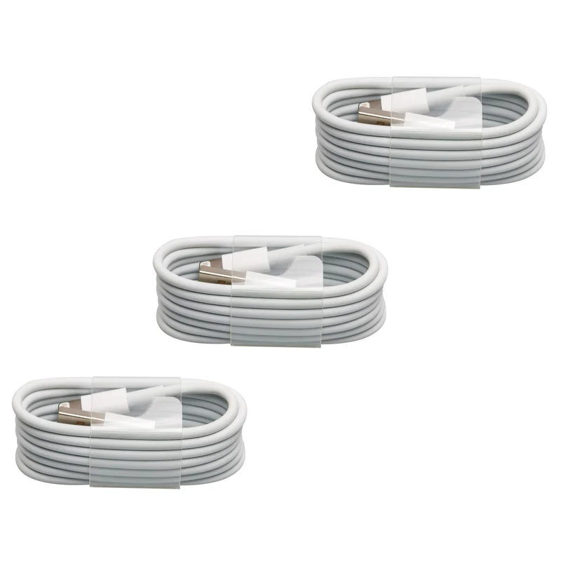 3x USB-A / Lightning iPhone Ladekabel weiß 1m