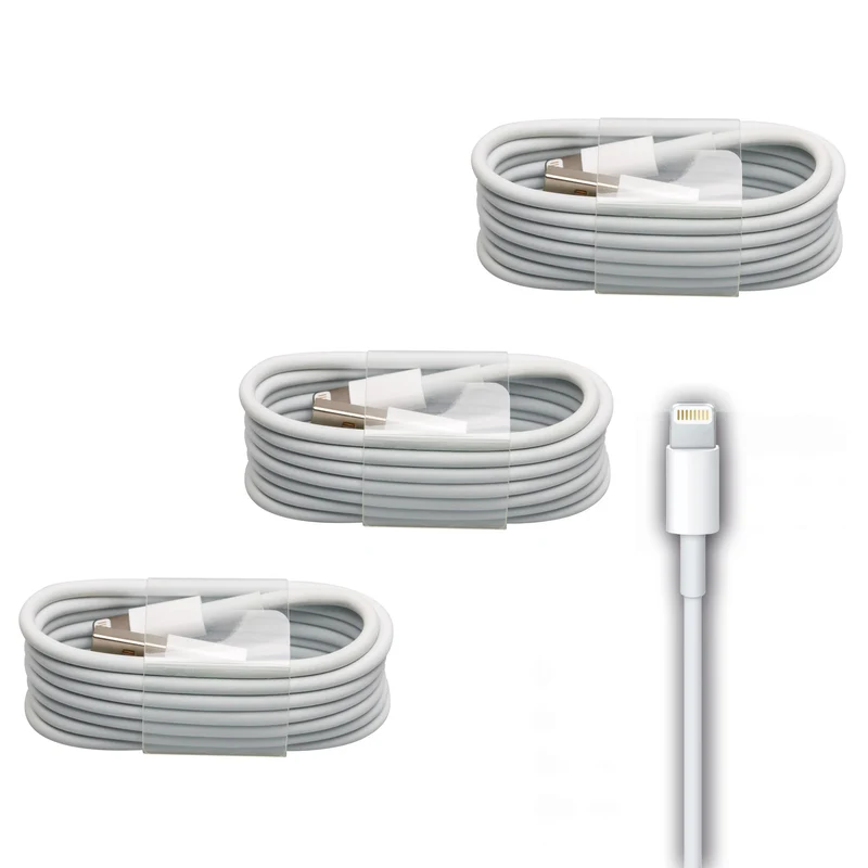 3x USB-A / Lightning iPhone Ladekabel weiß 1m