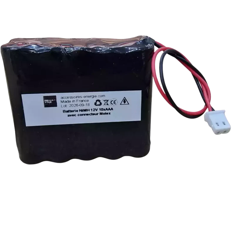 Batterie NiMH 12V 800mAh 10xAAA avec connecteur Molex