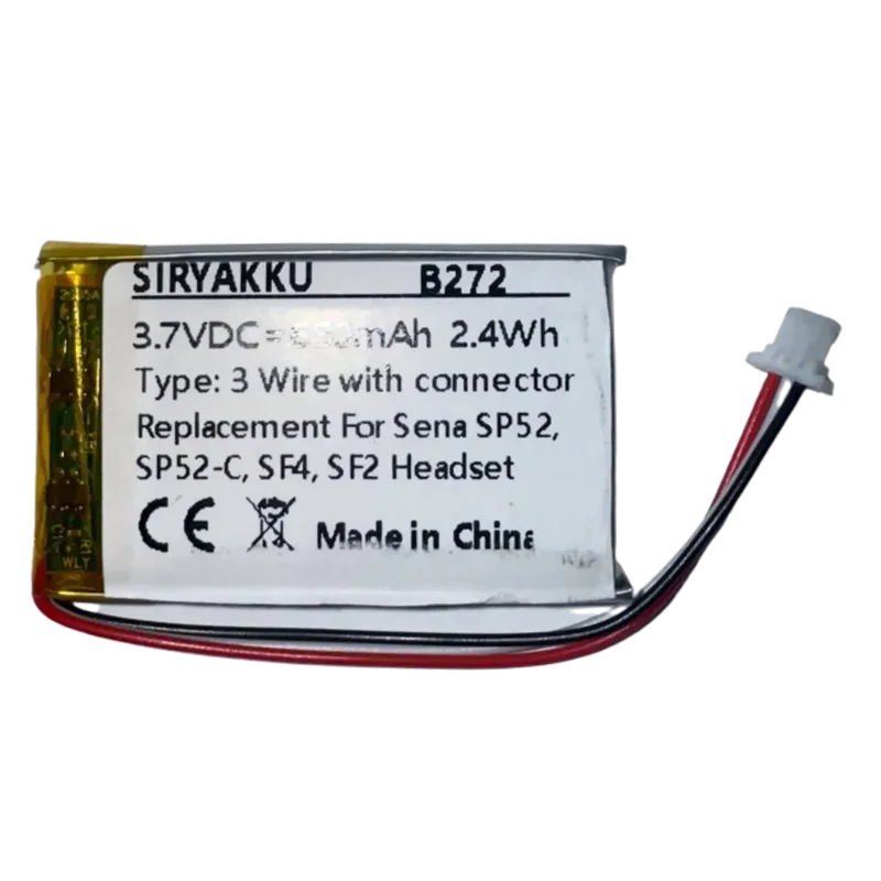 Batterie Li-Po 3.7V 650mAh Sena intercom moto 3 fils