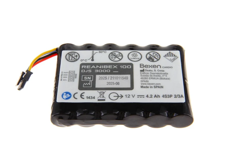 Bexen Original Lithiumbatterie für Bexen Reanibex 100 AED - 12 V 4200 mAh 98,8x18,4x7 mm