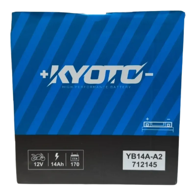 Batterie Moto KYOTO YB14A-A2 12V – Conventionnelle avec Entretien livrée avec Pack Acide