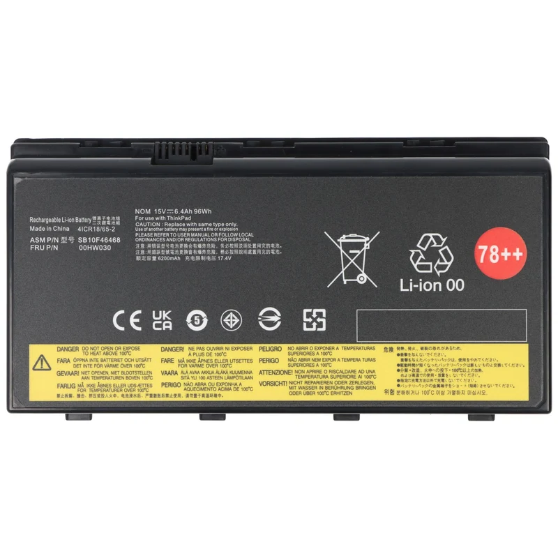 AccuCell Akku passend für Lenovo Thinkpad P70, Li-ion, 15V, 6400mAh, 96Wh