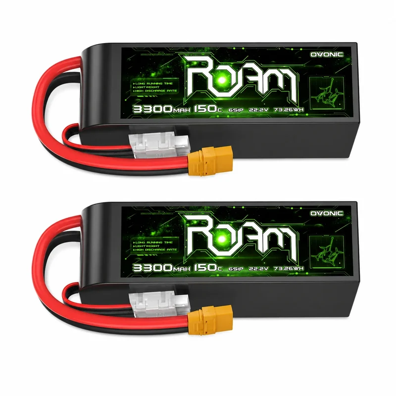 OVONIC Roam Serie 22,2V 3300mAh 150C 6S LiPo-Akku mit XT90-Anschluss ( 2 St. )