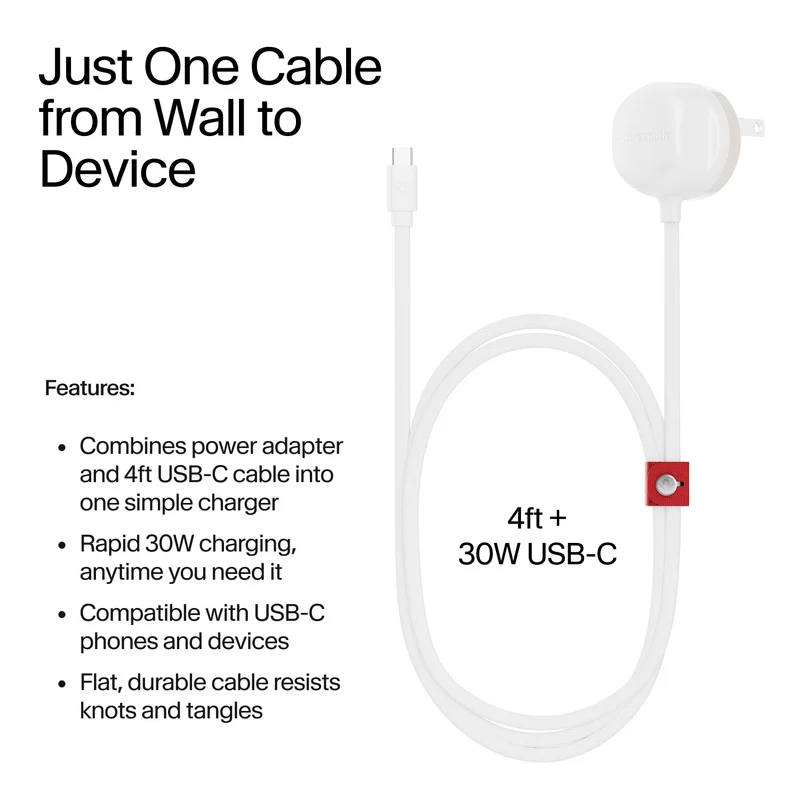 Twelve South PowerCord 30W USB-C 1,2m - Weiß/Düne